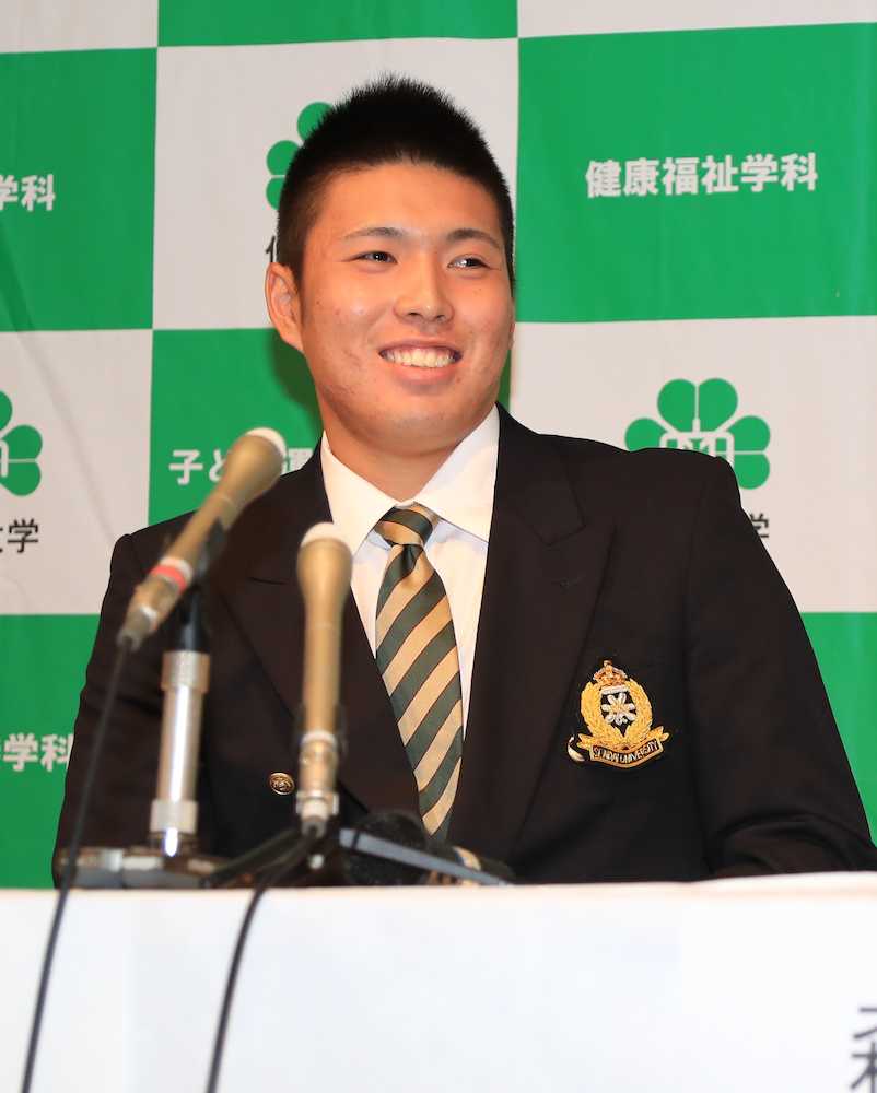 金本監督、クジ３度目で仙台大・馬場獲得「ホッとした」「タフな投手」