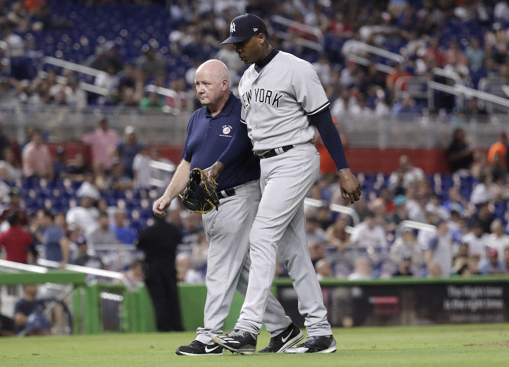 ヤンキース　守護神チャプマンが緊急降板　左膝の腱炎再発でＭＲＩ検査