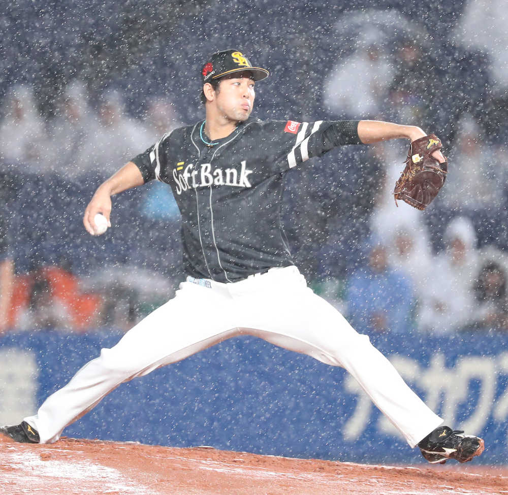 ソフトＢ加治屋　雨中の力投４勝　流れ呼ぶ「自信になった」