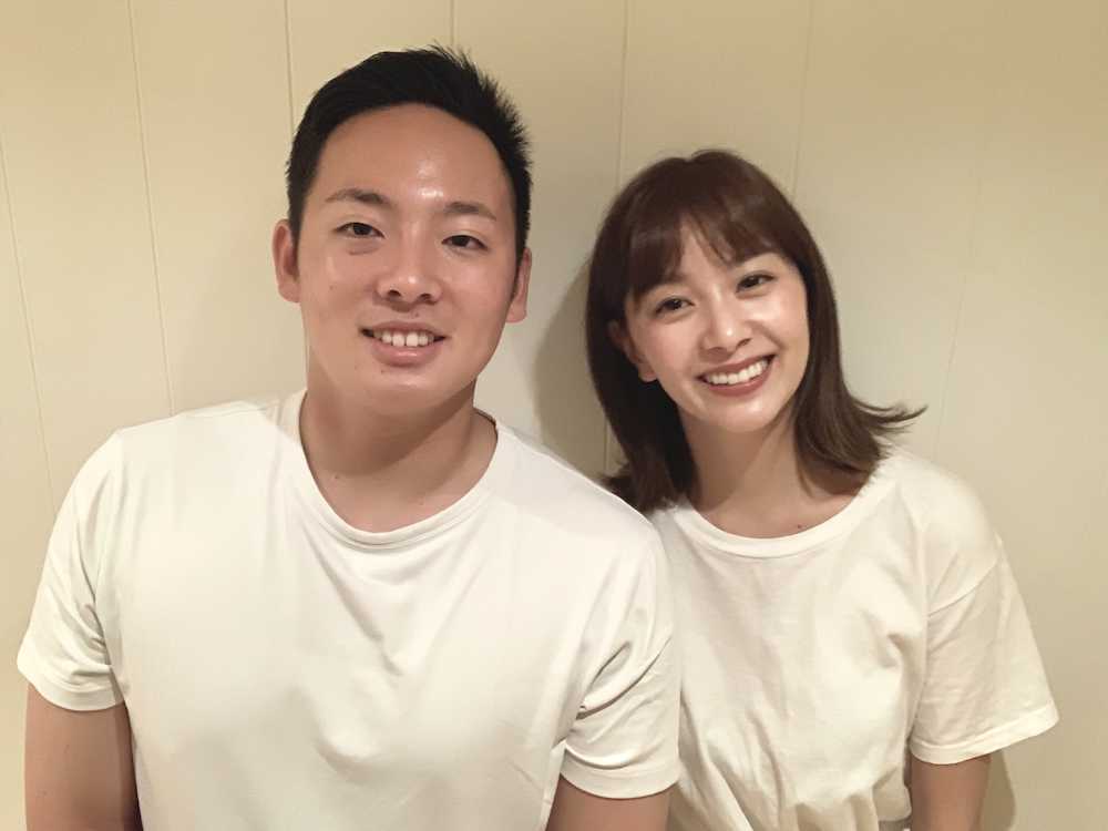 結婚を発表した楽天・松井（左）と女優の石橋杏奈