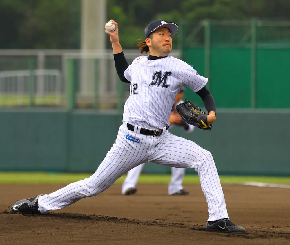 【画像・写真】＜ロッテキャンプ＞１日の紅白戦で力投する石川