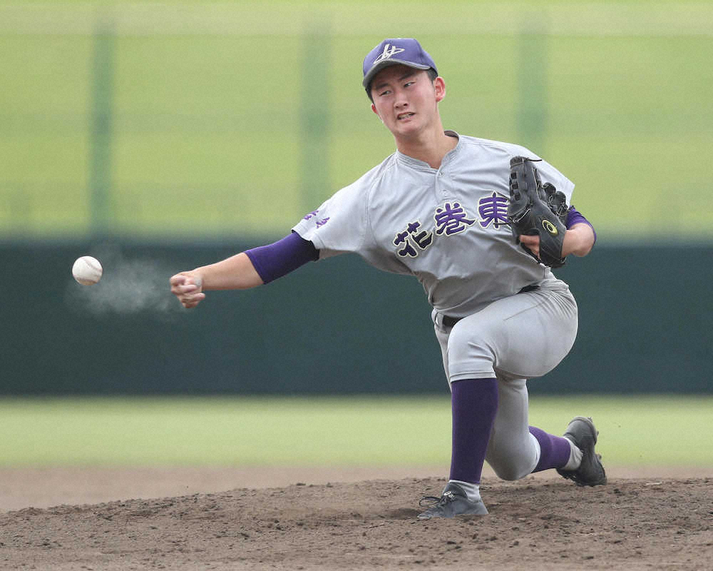 ＜花巻東・平舘＞完封勝利を挙げた花巻東・佐藤（撮影・木村　揚輔）