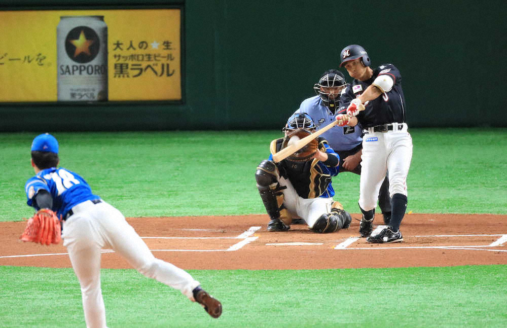 ロッテ荻野　日本ハム・輝星から2打席連発！先頭打者本塁打は今季4本目