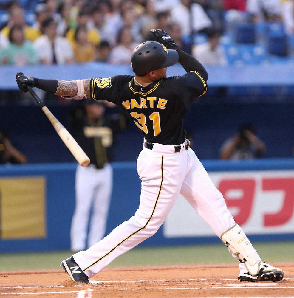 阪神・初回に鮮やか3連続二塁打で3点先制　マルテ　先制のタイムリー二塁打