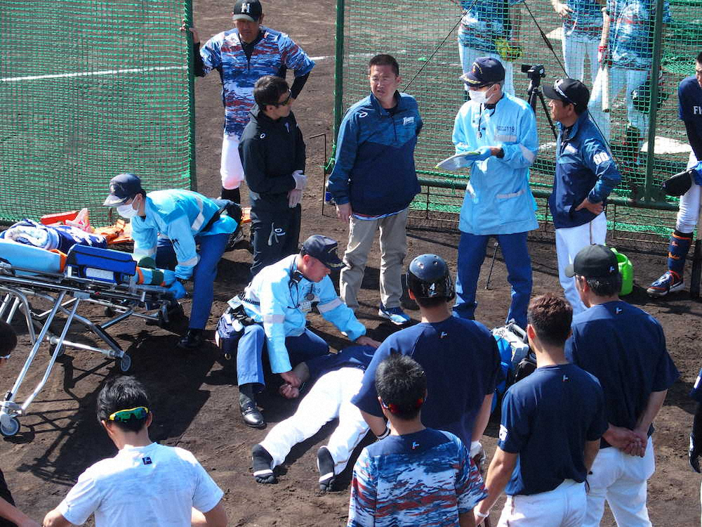 日本ハム・城石2軍コーチ、打球当たり倒れて顔面強打　救急搬送も大事には至らず