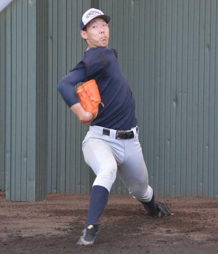 【画像・写真】横浜高練習再開　ドラフト候補もリスタート　左腕・松本がブルペン入り、度会はシート打撃で会心二塁打