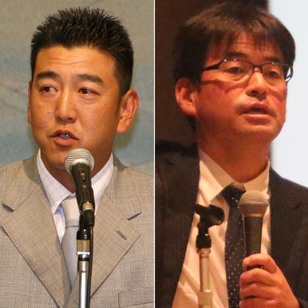 （左から）上武大・谷口監督、筑波大・川村監督