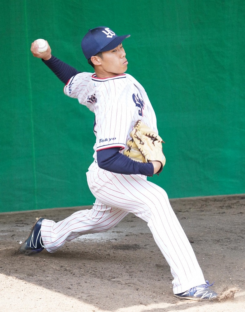 ヤクルト2位・山野　“石川漬けキャンプ”　ブルペンで動画で173勝左腕に熱視線