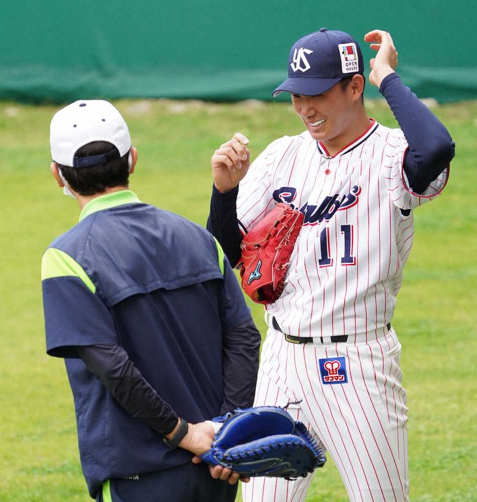 ヤクルト・奥川「すごく緊張。勉強になった」　古田臨時コーチが捕手、その後打席に山田哲人