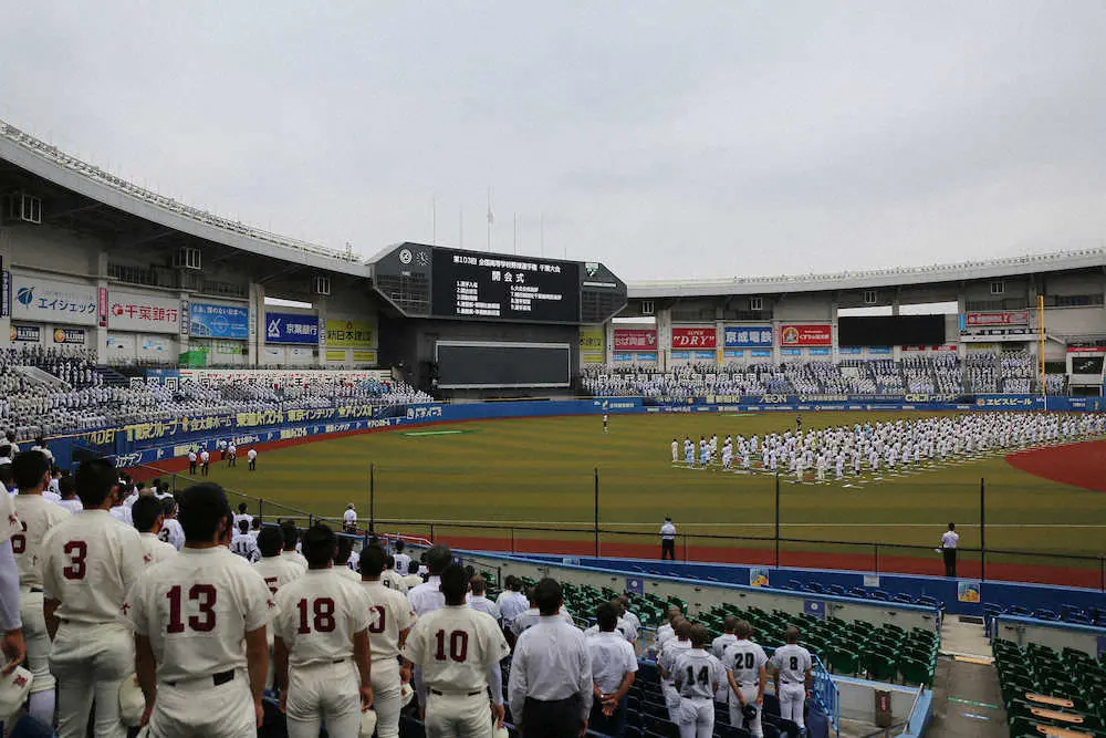 千葉大会「一生に一度」…無観客も157チームのベンチ入り全選手が開会式行進