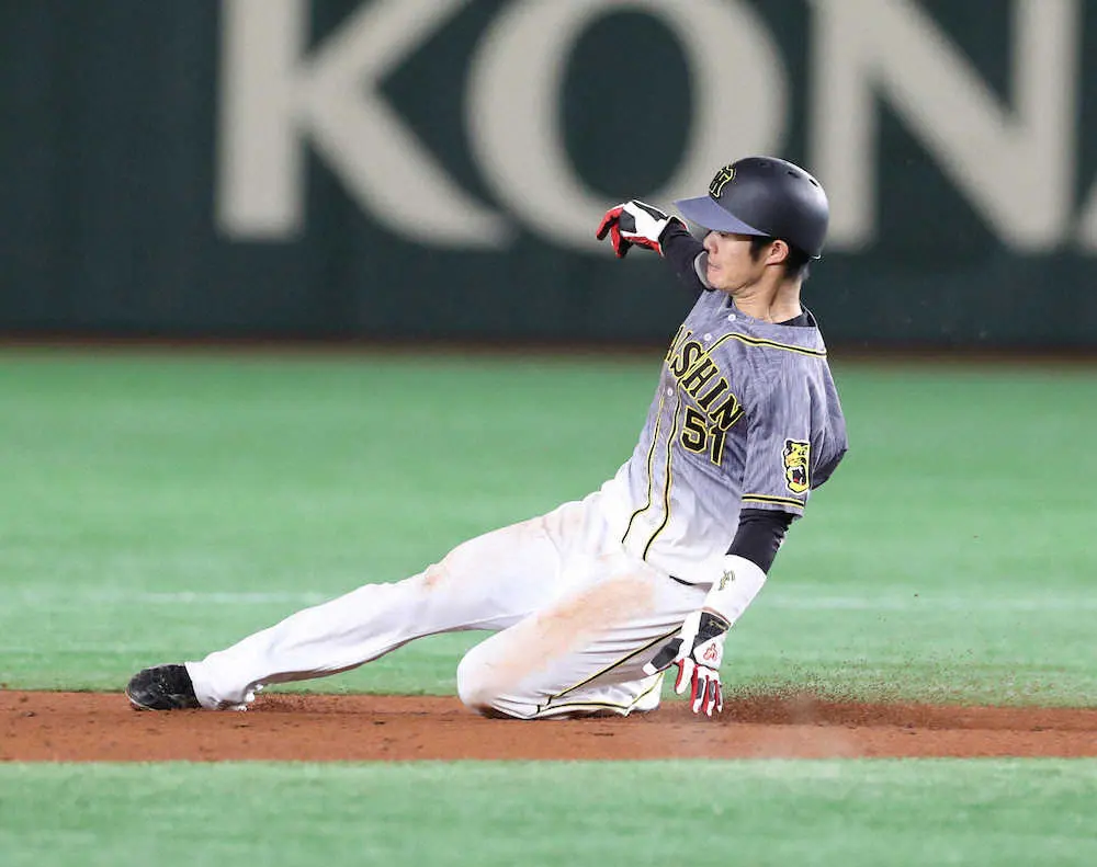 阪神・中野　セ・トップタイ18盗塁&値千金犠飛「最低限の仕事ですが最高の追加点になった」