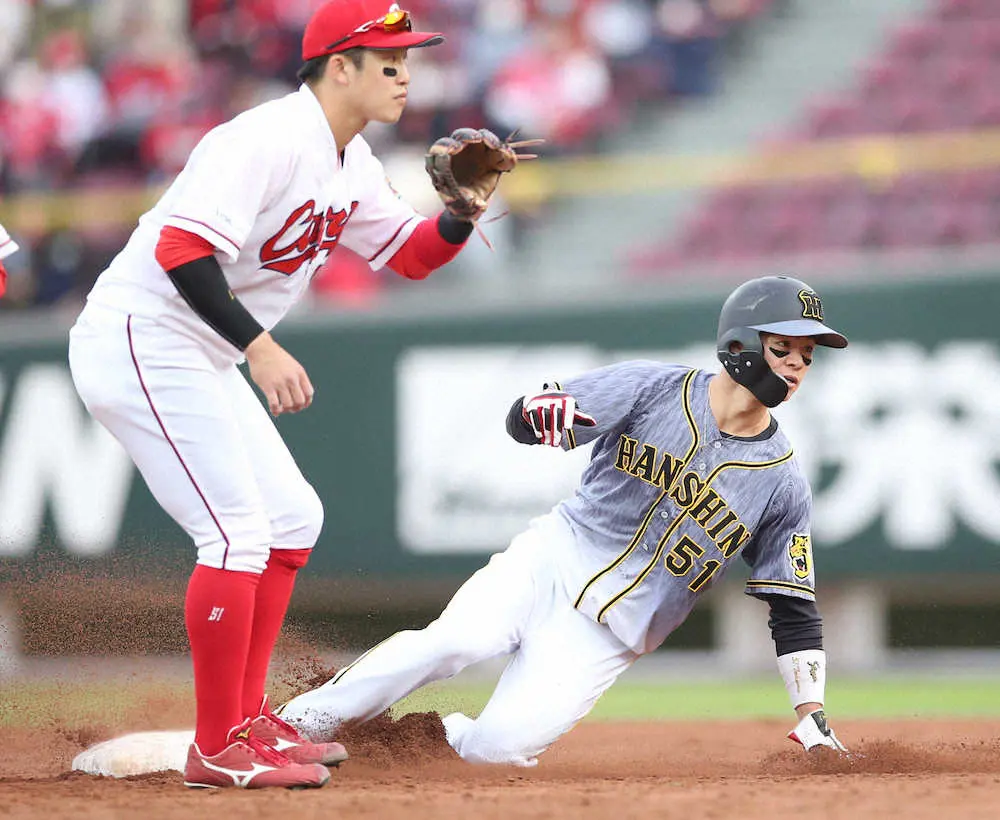 阪神・中野　球団では史上3人目の新人30盗塁　赤星、近本に続き、快速の系譜を継承