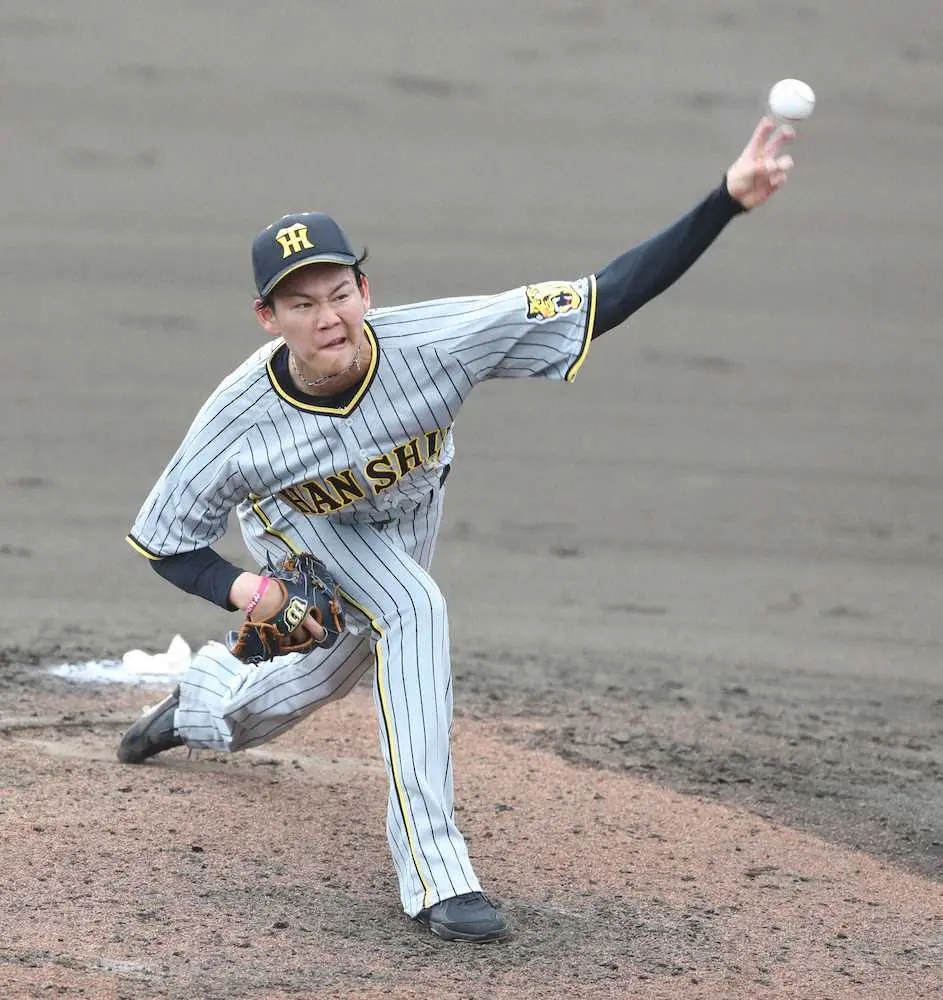 阪神・及川　2発の田中和をスライダーで空振り三振　2度目の対外試合は3回無失点で前進