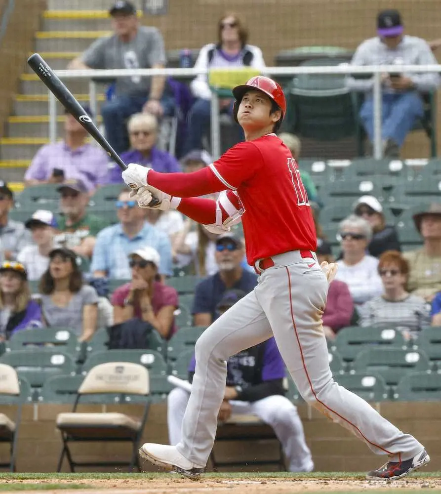 【画像・写真】エンゼルス・大谷　OP戦2号2ランは技ありの一発　選球眼も向上！直前の打席で6個目の四球