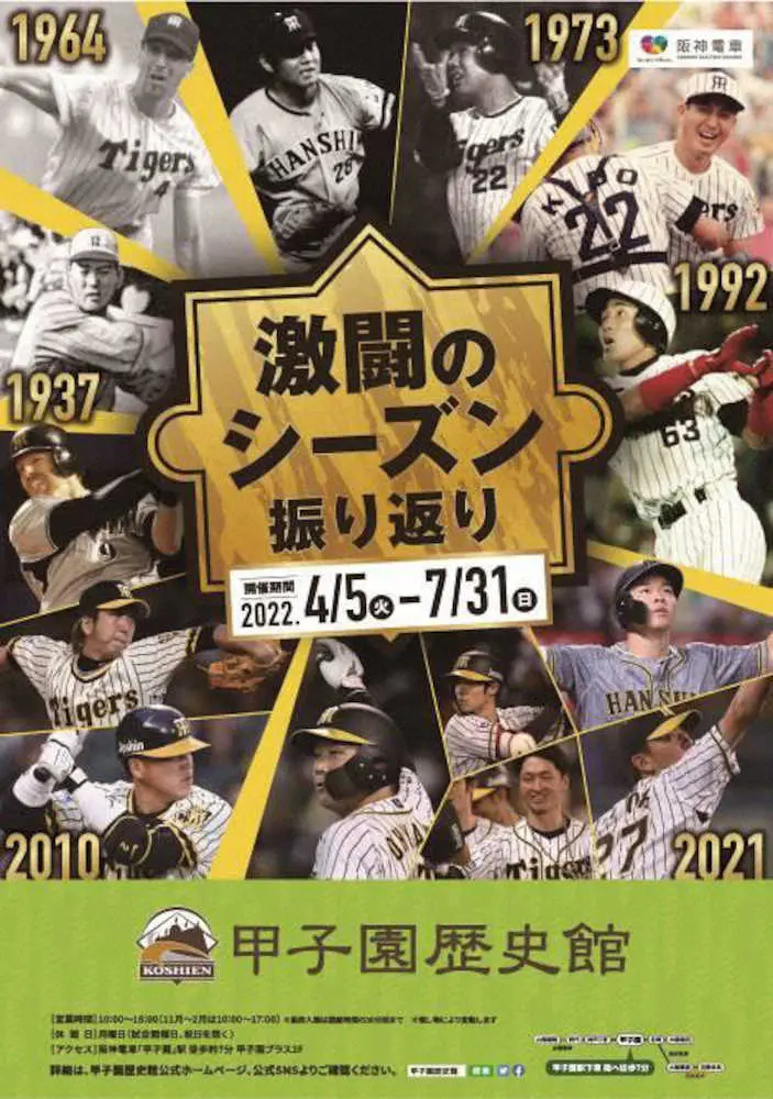 4月5日から甲子園歴史館で開催される阪神タイガース「激闘のシーズン振り返り」企画展（球団提供）
