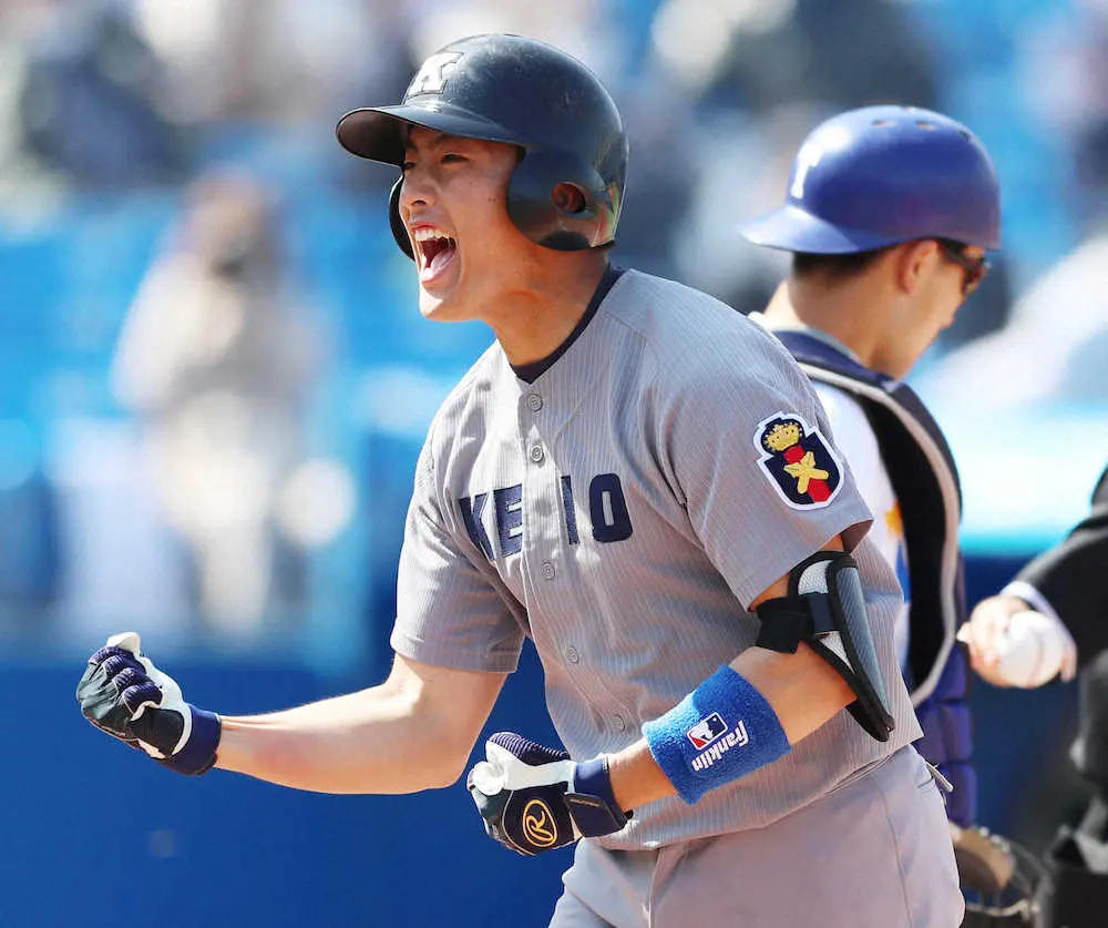 慶大・宮崎がデビューV弾　史上28人目の初打席初本塁打