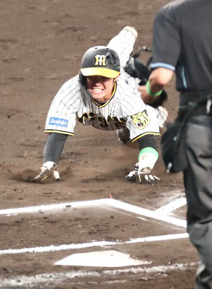 阪神・中野　魂の走塁が勝利呼んだ!　足で“マー君攻略”盗塁、激走生還「なんとか還る気持ちで」