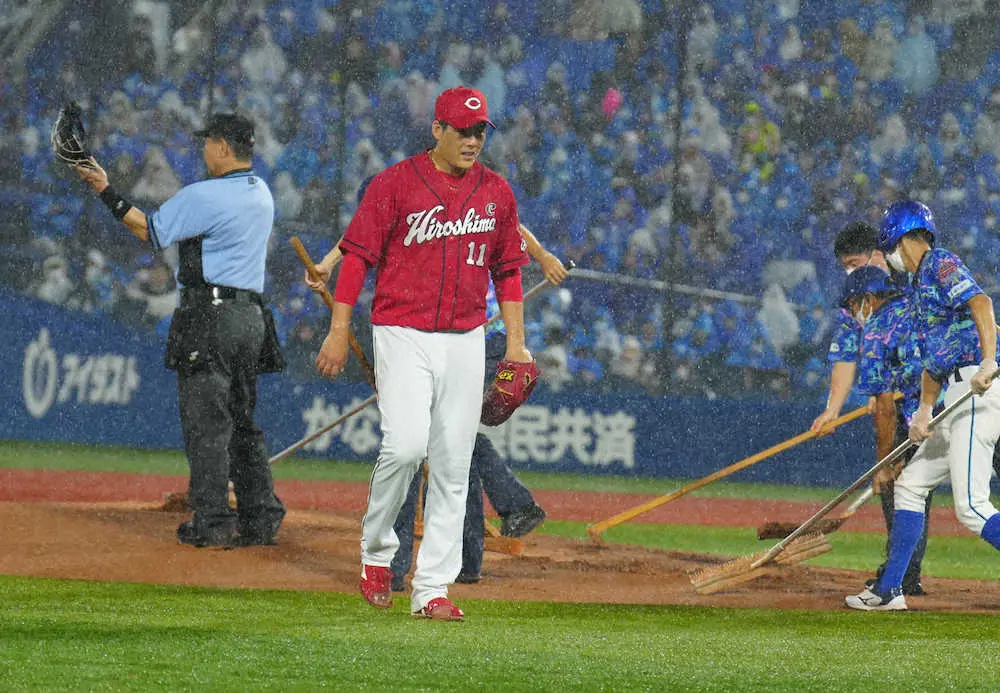 広島　雨に“阻まれ”連敗脱出ならず…九里が打者10人完全投球も、無念のノーゲーム