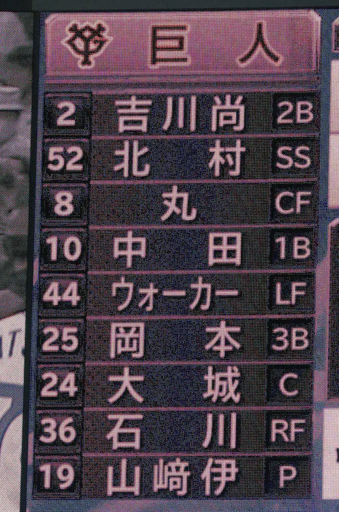 巨人・中田が第91代「4番」に　移籍後初の4番　岡本和は「6番・三塁」