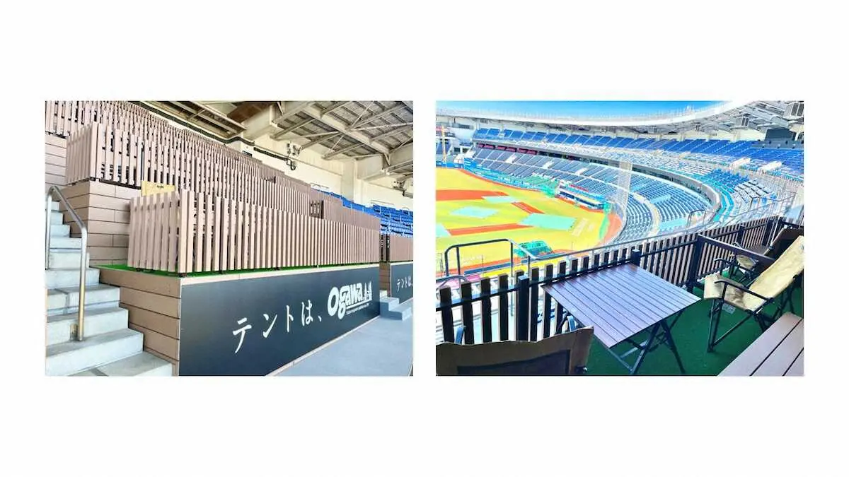 ZOZOマリンスタジアムに新たに設置された「ogawaキャンプBOX」の完成画像（球団提供）