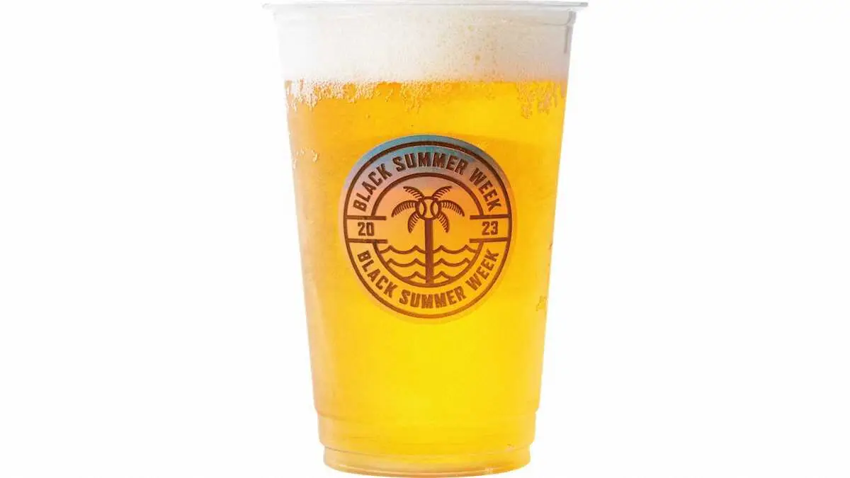 7月6日のロッテ―西武戦で販売される東京ドーム開催限定飲食メニューBLACK　SUMMERビールの画像（球団提供）