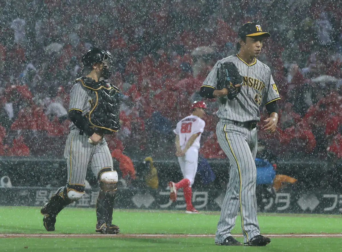 火消しの左腕が雨に泣く　阪神・島本、14分間の中断明けにV打献上「初球甘いところに…」