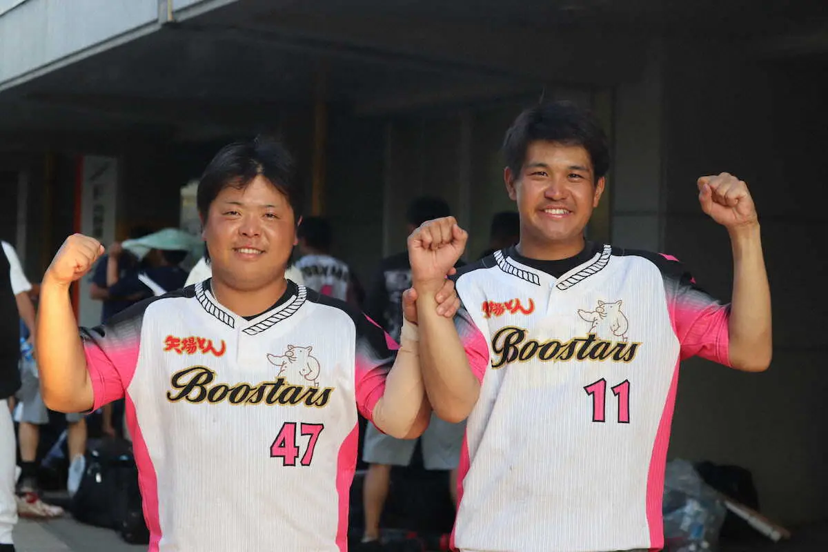 ＜矢場とんブースターズ・千曲川硬式野球クラブ＞投打のヒーロー、矢場とんブースターズの川上（左）と西浦