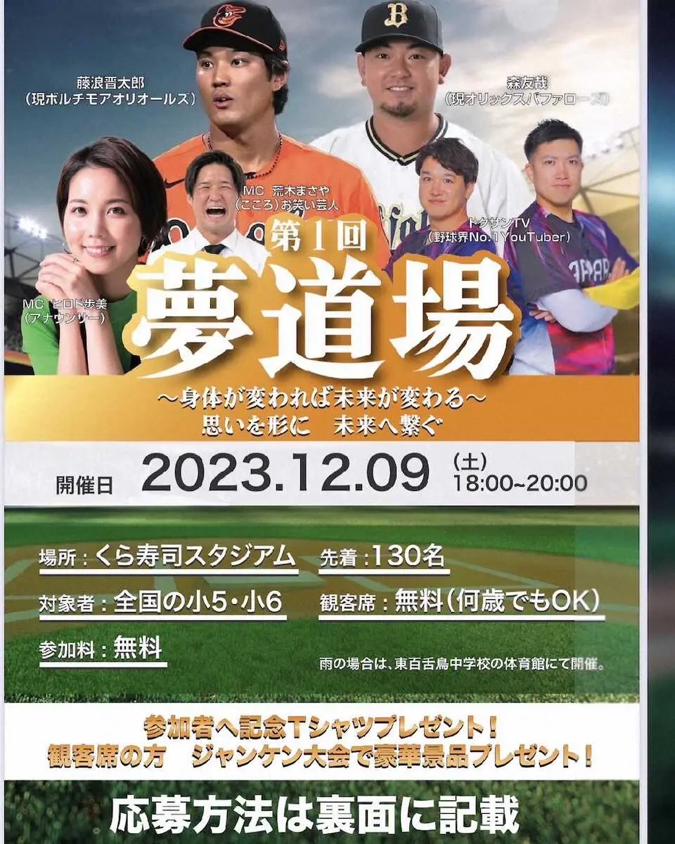 藤浪と森がバッテリー“再結成”　12月9日に地元・堺市で野球教室を開催