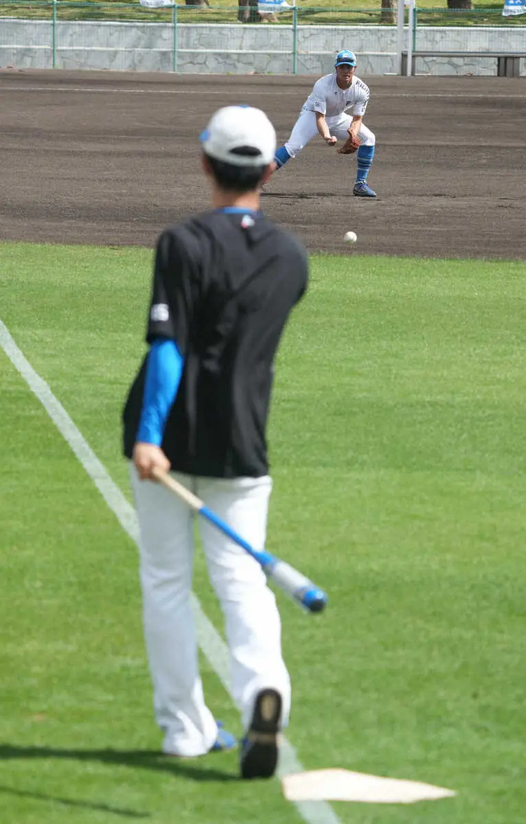 日本ハム　エスコン対策“逆ノック”　外野から内野向け打球