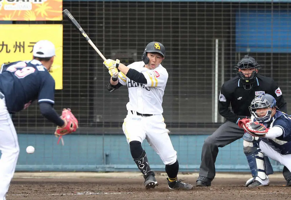ソフトB中村晃がマルチ安打で2打点「できるバッティングをやるだけ」　一塁の競争激化