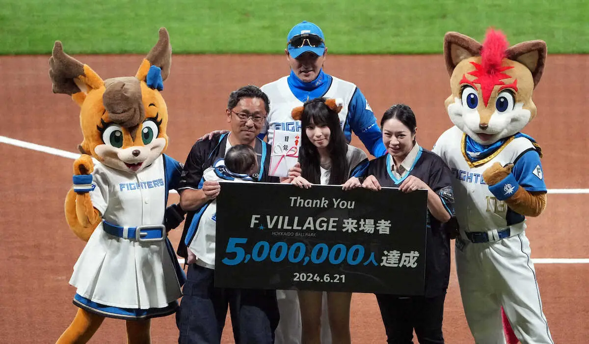 日本ハムFビレッジが来場500万人突破　開業から1年3カ月　新庄監督から目録プレゼントのサプライズ