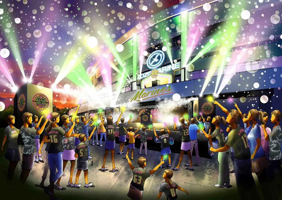 ロッテが7月30日から8月1日の西武戦、8月6日から8日のソフトバンク戦の試合後に開催するイベント「BSW　AFTER　GAME　PARTY　－　Bubble　Night　－」のイメージ画像（球団提供）