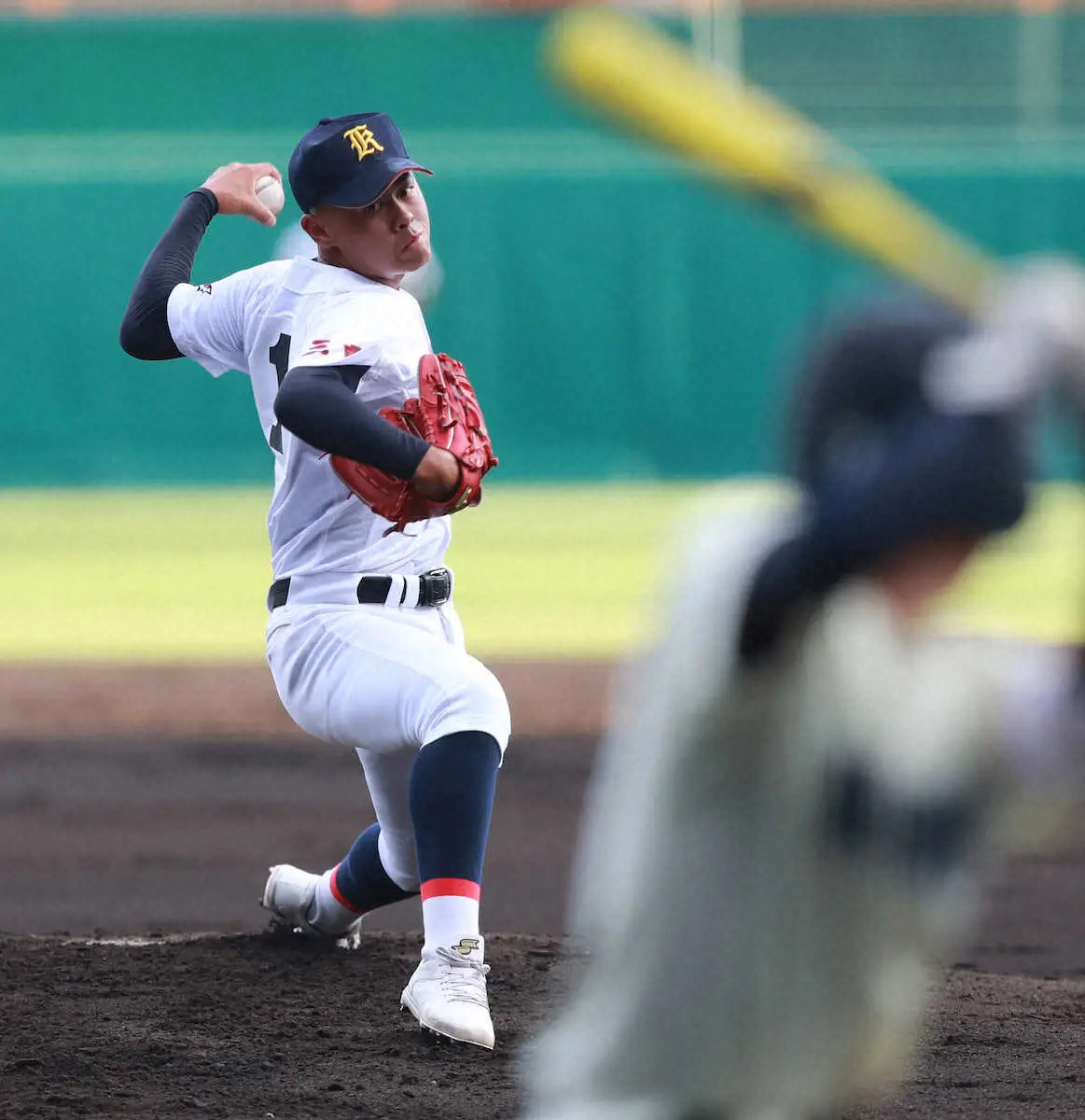 ＜南陽工・菰野＞先発する菰野・栄田（撮影・中辻　颯太）