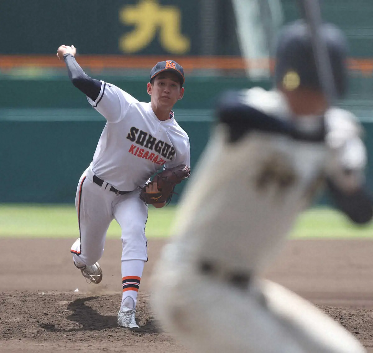 ＜神村学園・木更津総合＞　先発し力投した木更津総合・千葉　（撮影・亀井　直樹）