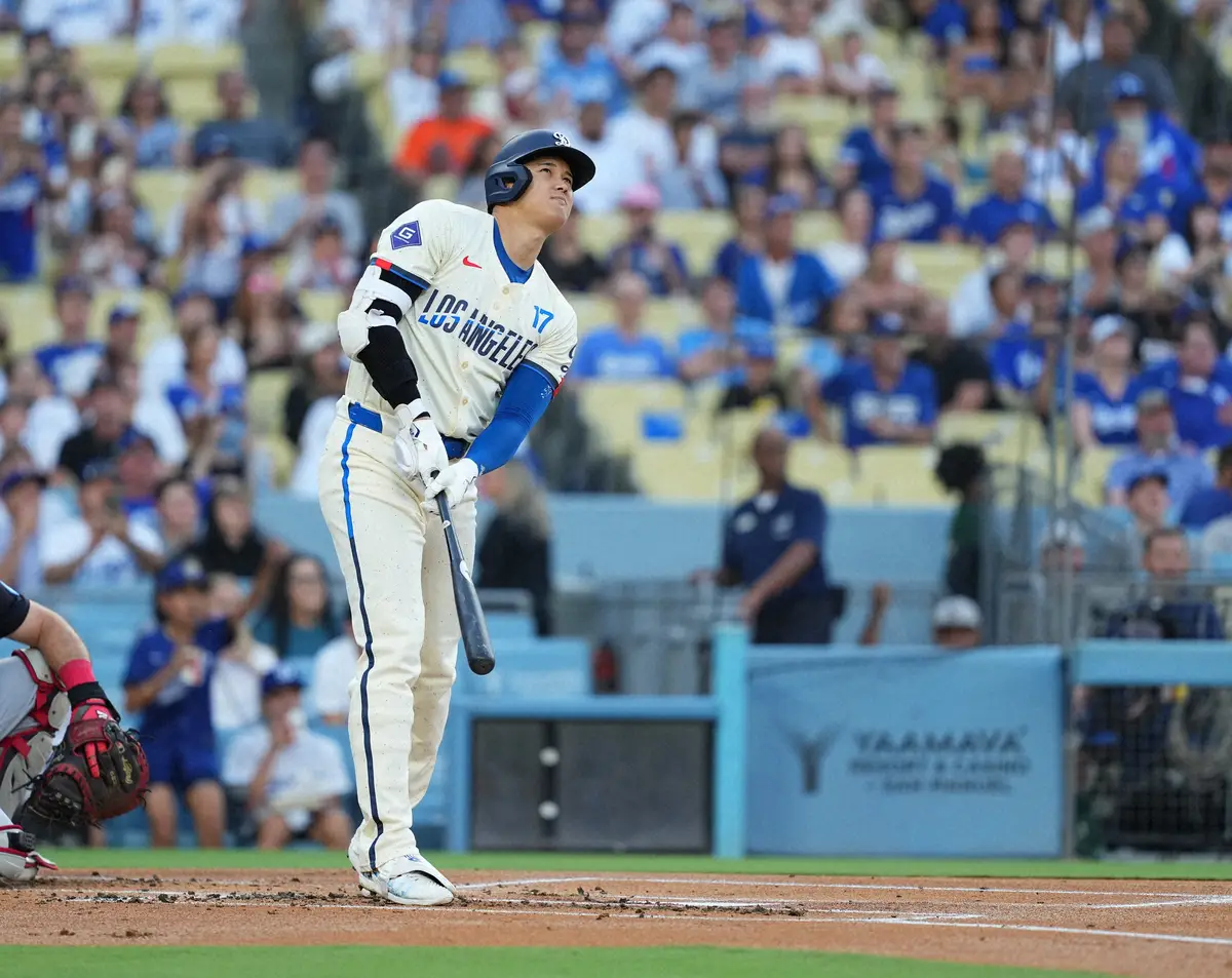 【画像・写真】大谷翔平　惜しい自己最多46号！第1打席は右翼ポール際へ大飛球　初回打者一巡6点猛攻も1人で2死