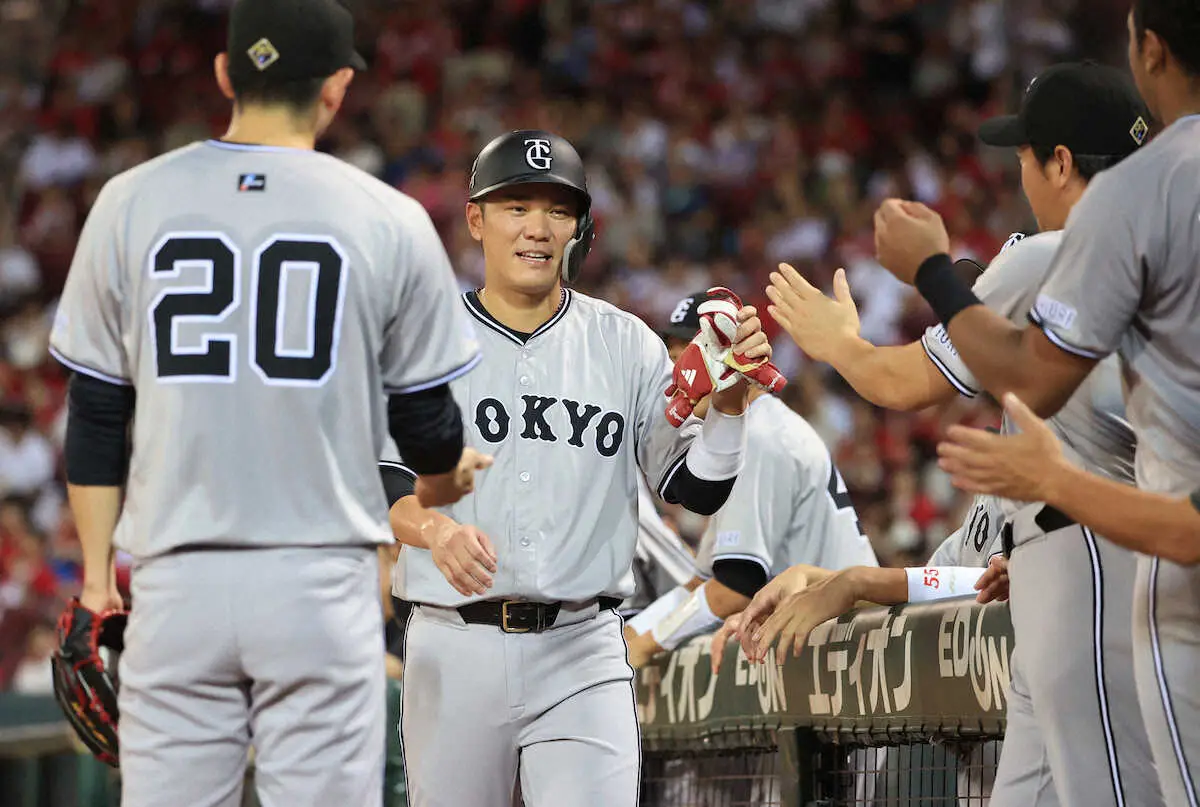 【画像・写真】巨人が3回に3点先制！防御率1点台の難敵・床田から浅野の二塁打が口火　坂本＆岡本和が適時打放つ