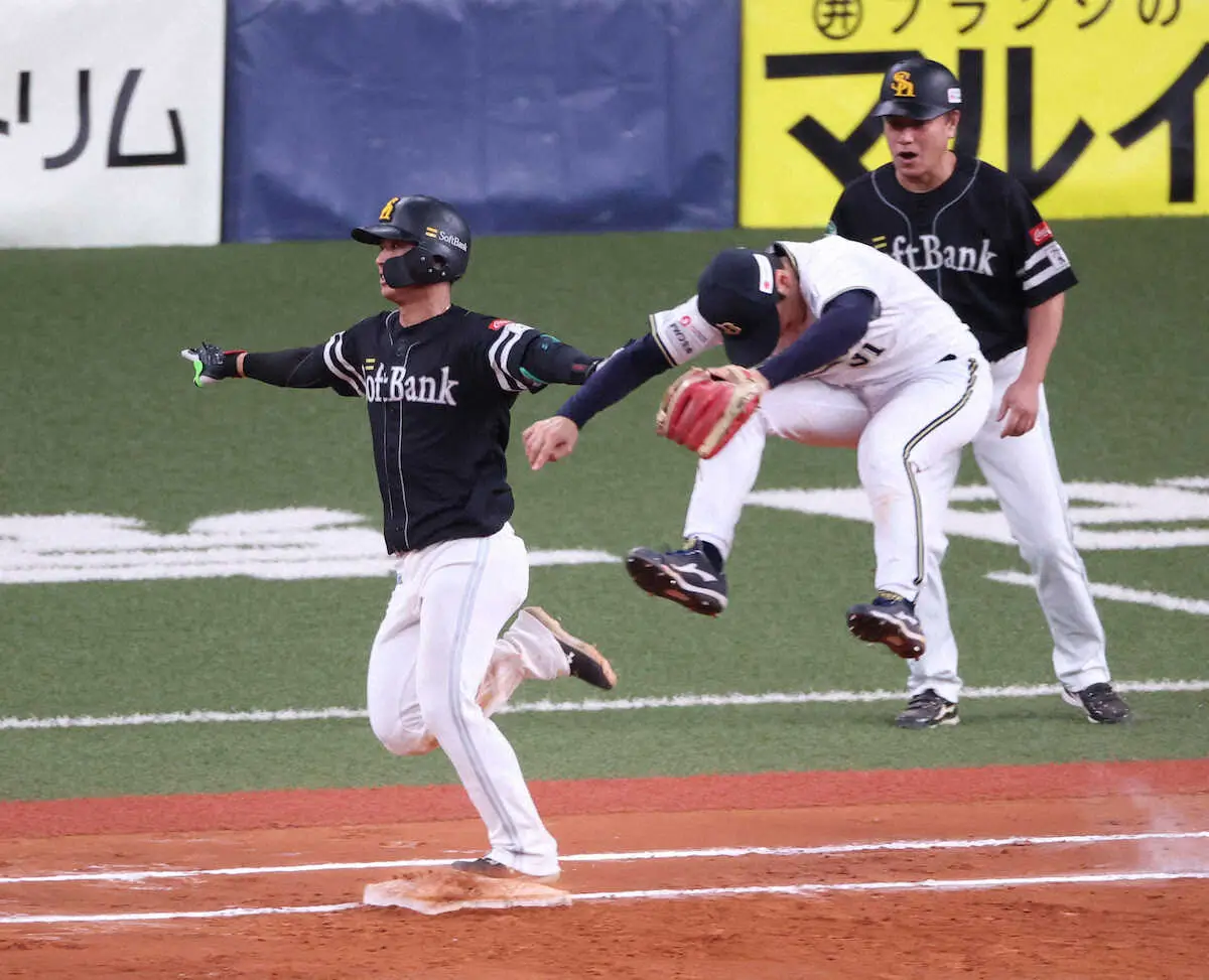 オリックスが痛恨のダブルエラー　犠打処理の佐藤、カバーに入った右翼・来田が悪送球して2者生還