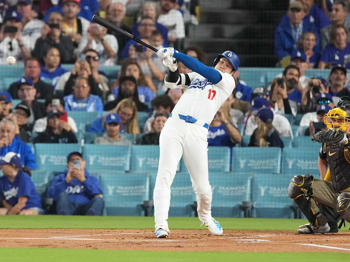 【画像・写真】大谷翔平　第3打席は右前打で9戦連続安打　勝てば優勝の大一番　7回にスミスが同点2ランで大谷も絶叫