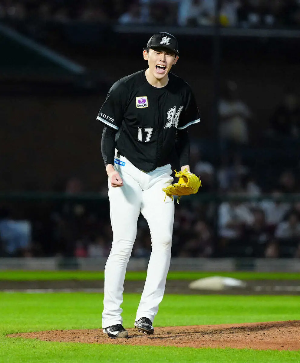 【画像・写真】ロッテ　朗希でCS進出決めた！気迫の今季初完投でプロ5年目初の10勝目　メジャー10球団の前で力投！