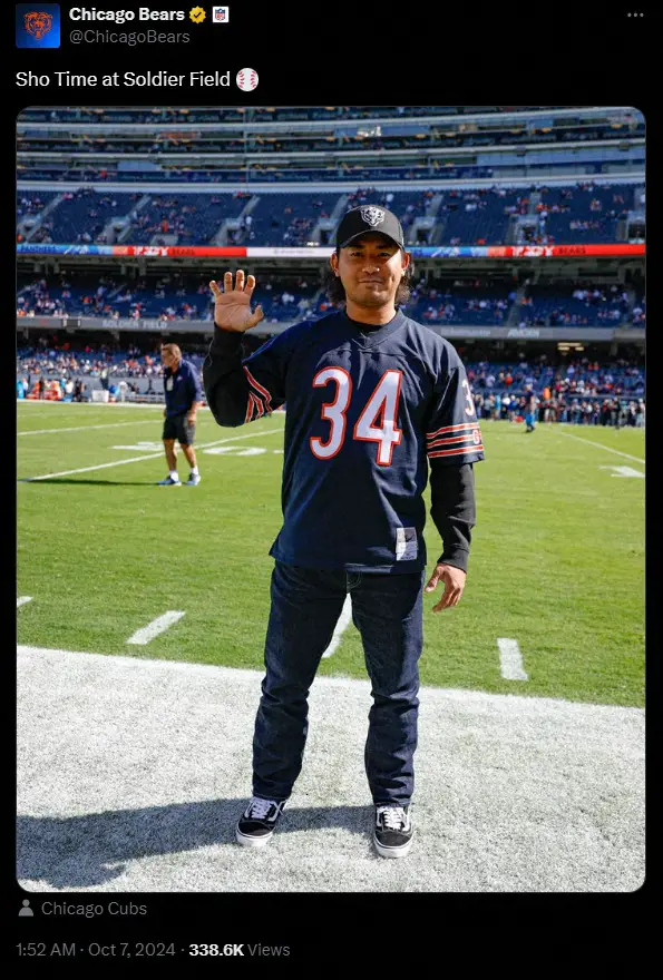 【画像・写真】カブス・今永昇太がNFL観戦　英雄ジャージーで地元ベアーズに「BEAR DOWN!」とエール　