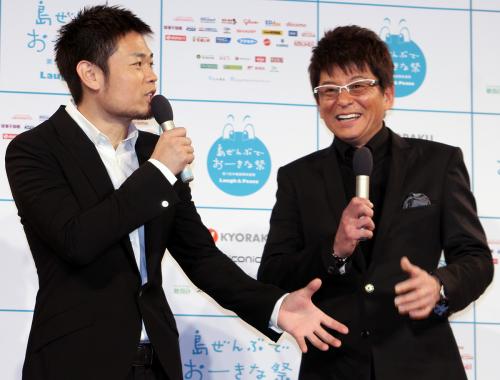 「沖縄国際映画祭」概要発表会見に出席した哀川翔（右）と品川ヒロシ