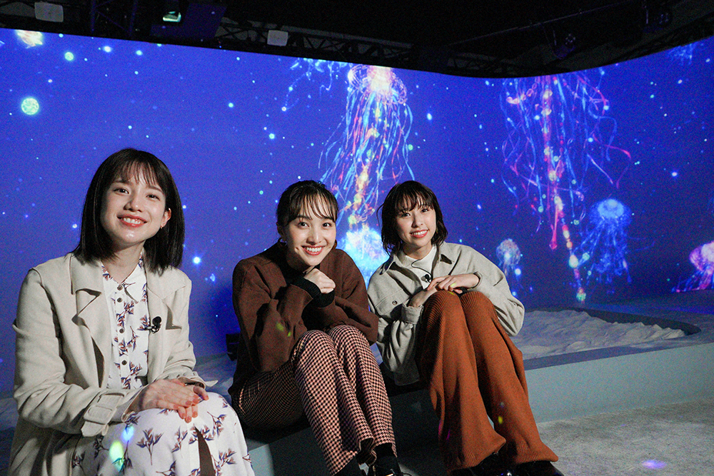 ももクロ百田、玉井と弘中アナ　最新デジタルアートに触れる　テレ朝動画「Musee　du　ももクロ」