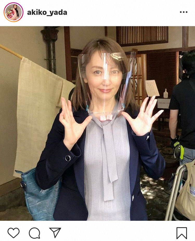 【画像・写真】矢田亜希子、コロナ対策のフェースガード姿にネット「ガードつけても美人！」