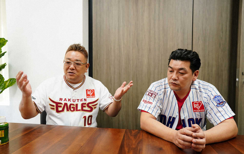 【画像・写真】プロ野球開幕を楽しみに待つサンドウィッチマンの伊達みきお（左）と富澤たけし（撮影・小海途　良幹）