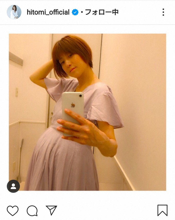 【画像・写真】hitomi「お腹と胸がパンパン」妊婦ファッション披露　ワンピース姿に「相変わらずオシャレ」