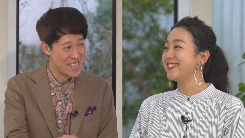 関西テレビ「こやぶるSPORTS」で対談する浅田真央（右）とMCの小籔千豊