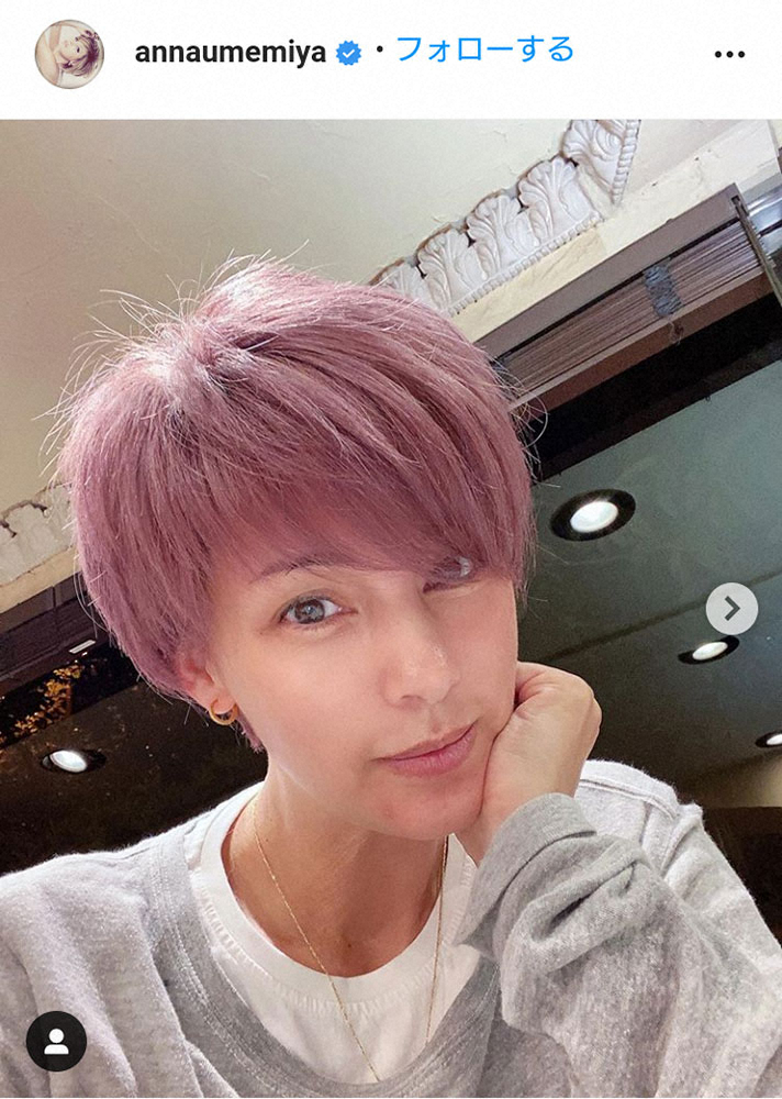 【画像・写真】梅宮アンナ「ブリーチは痛いが我慢」“ピンクパープル”新ヘア公開に「似合いますね」