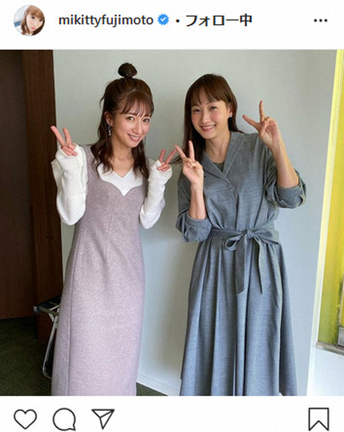 【画像・写真】藤本美貴＆辻希美　元モー娘。久しぶりの再会に笑顔でダブルピース「相変わらず可愛かったなぁ～」