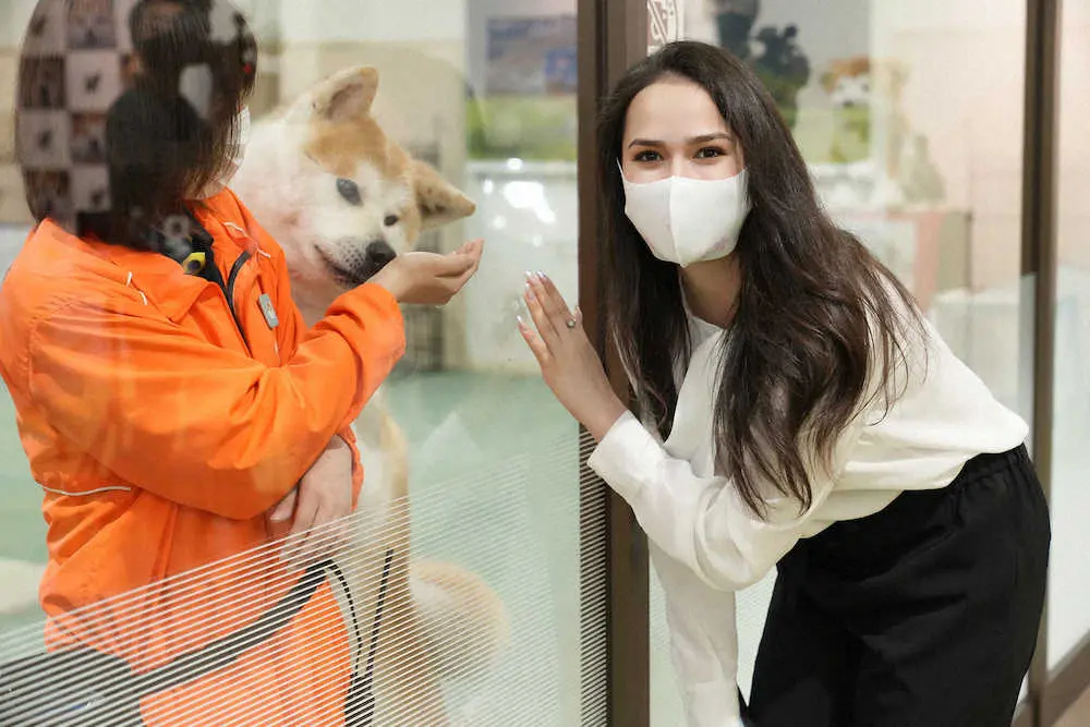 【画像・写真】ザギトワ本人役映画　秋田県で上映会出席　秋田犬マサルは「元気です」