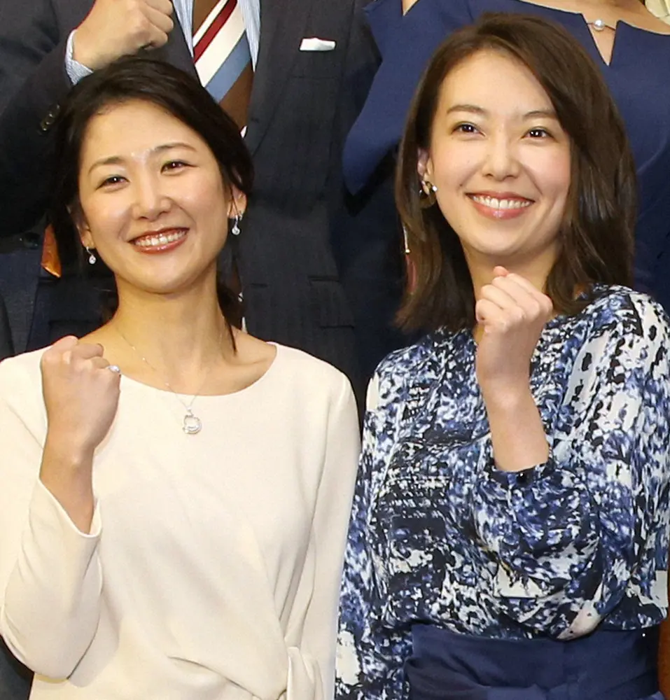 NHKの桑子真帆アナ（左）と和久田麻由子アナ
